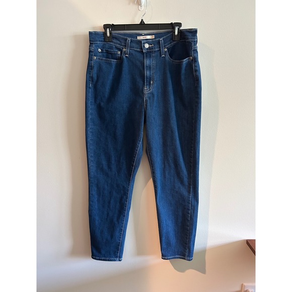 Levi's Denim - Levis Wedgie Straight Jeans Blue 31 High Rise Stretch Tapered Contrast Stitching